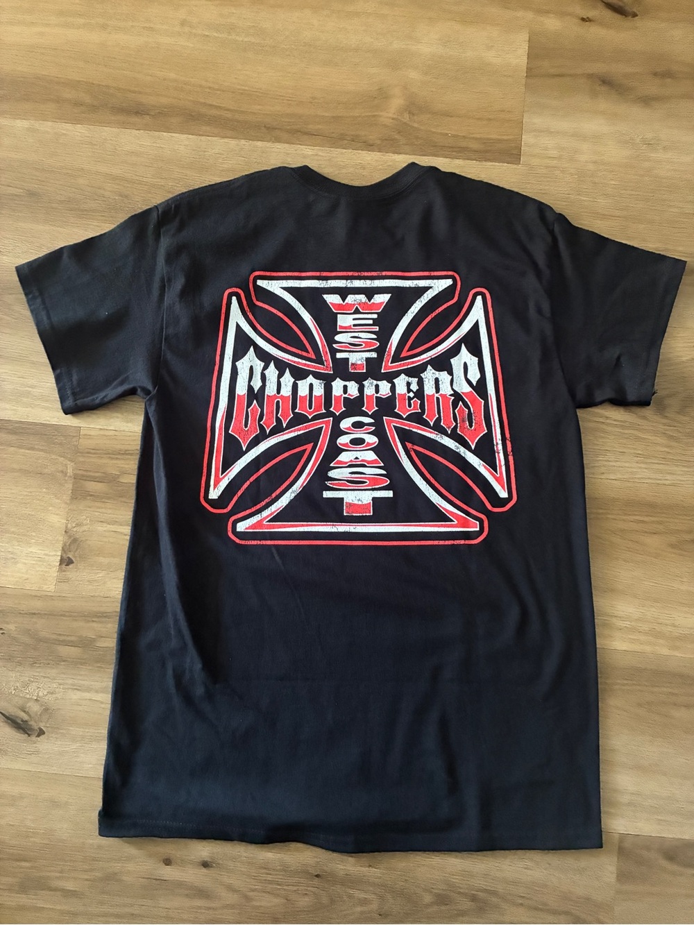 West Coast Choppers Iron Cross Graphic T-Shirt Black Biker Adult Medium NWOT